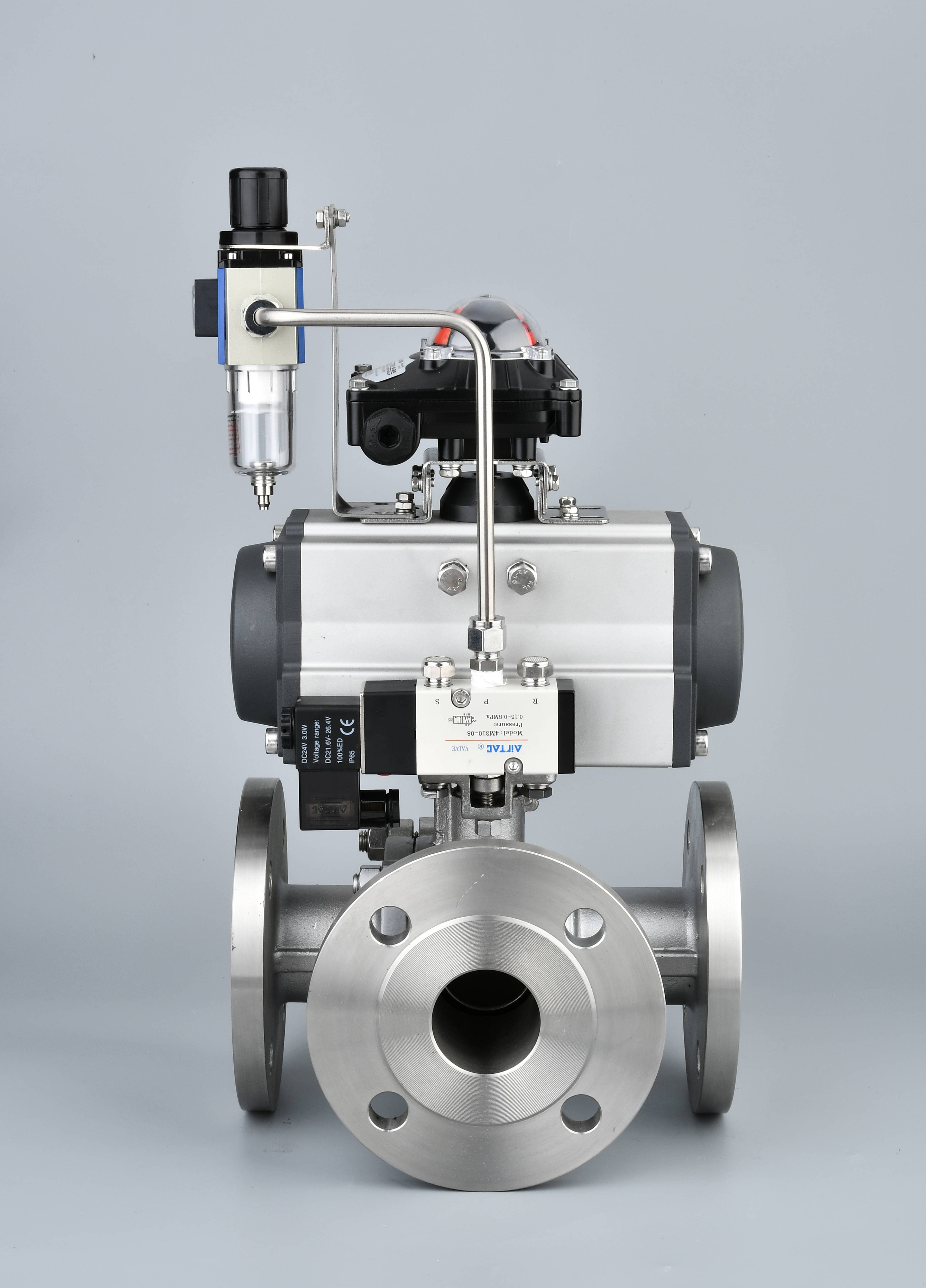 Pneumatic Three-Way Flanged Ball Valve
